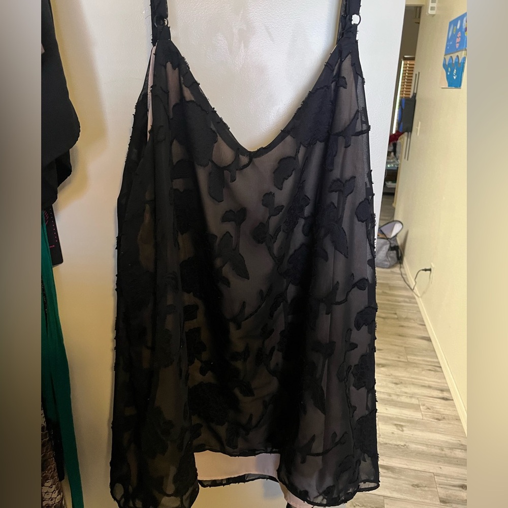Torrid Black Chemise with Velvet Burnout Pattern
